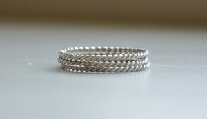 Image of Skinny Thin Tiny Stackable Twisted Sterling Silver Rings- Made to order in your size