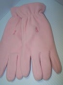 Image of Pink Ribbon Fleece Gloves - color: Pink or Black