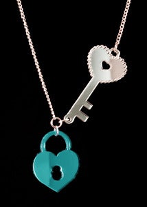 Image of Lock & Key Necklace - Teal