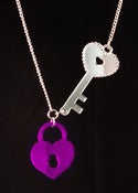 Image of Lock & Key Necklace - Purple