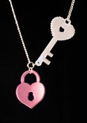 Image of Lock & Key Necklace - Pink