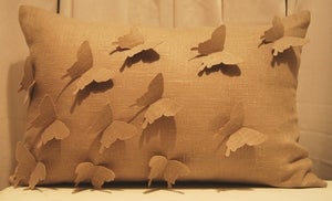 Image of Butterfly Cushion - Natural Linen - NEW!!!
