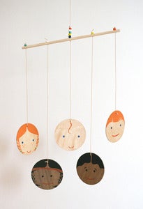 Image of Hand-painted Lil' Edie Multi-Cultural Family Wooden Mobile