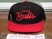 Image of VINTAGE SPORTS SPECIALTIES CHICAGO BULLS PINSTRIPE SNAPBACK HAT CAP