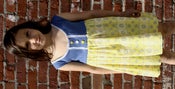 Image of Jersey knot cotton top and pleated yellow floral bottom dress with lace & buttons