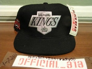 Image of VINTAGE LA LOS ANGELES KINGS BLOCKHEAD SNAPBACK CAP HAT