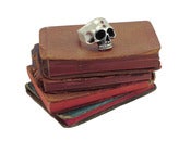 Image of "Keith" Half Skull Ring with Ruby Stones