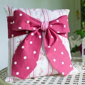 Image of Bow Cushion - Red Polka Dot