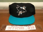 Image of VINTAGE SAN JOSE SHARKS LOGO 2 TONE UNIVERSAL INDUSTRIES SNAPBACK CAP HAT