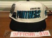 Image of VINTAGE CAROLINA PANTHERS BLOCK TEXT SPORTS SPECIALTIES SNAPBACK CAP HAT