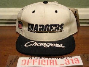 Image of VINTAGE SAN DIEGO CHARGERS TEXT LOGO SPORTS SPECIALTIES SNAPBACK CAP HAT