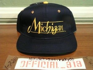 Image of VINTAGE MICHIGAN WOLVERINES SCRIPT THE GAME SNAPBACK CAP HAT