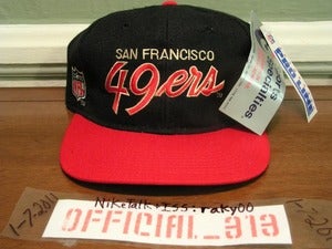 Image of VINTAGE SAN FRANCISCO 49ERS SCRIPT SPORTS SPECIALTIES SNAPBACK CAP HAT 