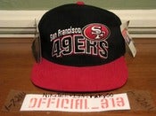 Image of VINTAGE SAN FRANCISCO 49ERS CURVE TEXT STARTER SNAPBACK CAP HAT 