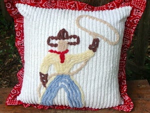 Image of Chenille Cowboy Pillow