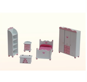 Image of Dollhouse Furniture - Pink and White Bedroom Set