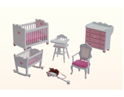 Image of Dollhouse Furinture - Pink Nursery Set