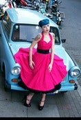 Image of Plain Cerise Halterneck Dress