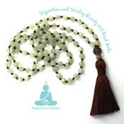 Image of YogaBe Gemstone Mala Necklace - Serpantine and Smokey Quartz