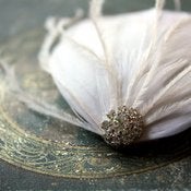 Image of Shannon- Wedding Feather Hair Clip with Rhinestones
