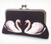 Image of Two swans original silk clutch bag