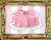 Image of Gilded Sweetness Pink Cake within faux painted frame canvas print
