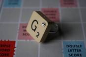 Image of Vintage Scrabble Initial Ring with Clear Gem - All Letters Available (Free P&P)