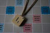 Image of Vintage Scrabble Initial Necklace with Clear Gem on Gold Coloured Chain (Free P&P)
