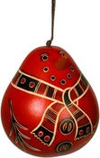 Image of Gourd Red Snowman Ornament - Peru