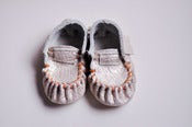 Image of Moccasins - Gold with Neon Orange Stitching