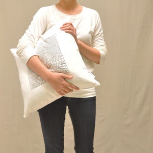 White Squares Pillow Cover