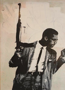 Image of malcolm x print - matted and bagged