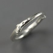 Image of Sterling Silver Twig Ring with Tiny Diamonds