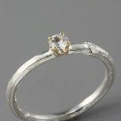 Image of Sterling Twig Solitaire Ring with White Sapphire