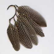 Image of Ear cuff with guinea hen wing feathers