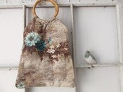 Image of shabby chic vintage barkcloth tote