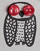 Image of Owl Button stud earrings - red / dark green / pink