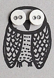 Image of Owl Canvas Button stud earrings
