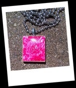 Image of Pink Rose Scrabble Tile Pendant