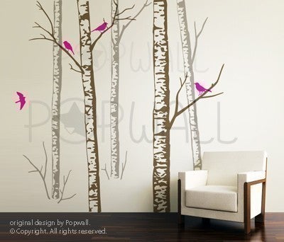 Wall  Decals on Image Of Vinyl Wall Sticker Decal Art   Birch Forest Trees   5 Trees