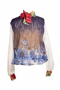 Image of Blouse cravate en voile de coton aquarelle/ Watercolor Cotton tie blouse