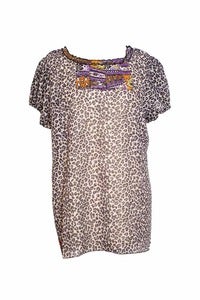 Image of Blouse voile panthère violette / Purple panther sailing blouse 