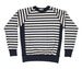 Image of Navy Stripe Ringspun Cotton Crossgrain Terry Crew