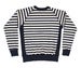 Image of Navy Stripe Ringspun Cotton Crossgrain Terry Crew
