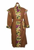 Image of Manteau "épaulettes" réversible carreaux marrons, fleurs violettes/Checked brown reve