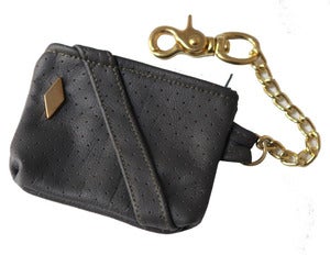 Image of Grey/Gold PD Perforated Leather Utility Pouch
