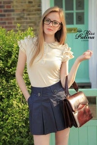 Image of Miss Patina Ruffled Peter Pan Collar & Sleeves Top (Beige)