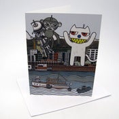 Image of Monkey vs. Cat greeting card 