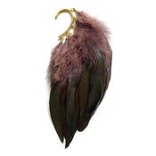 Image of Ear cuff with iridescent brown feathers