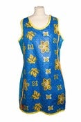 Image of Robe sport filet bleue motifs jaunes / Blue sport net dress yellow pattern 